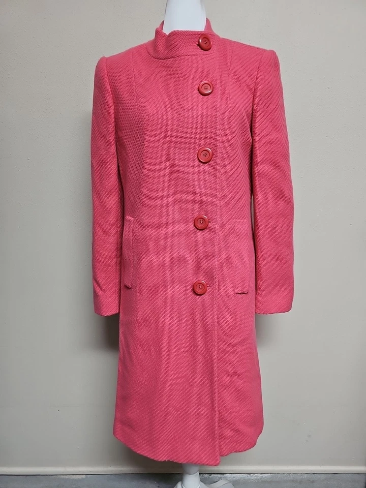 Gabardina para mujer TALBOTS manga larga cuello color coral mezcla de lana.Talla 6 Foto 4 de 4