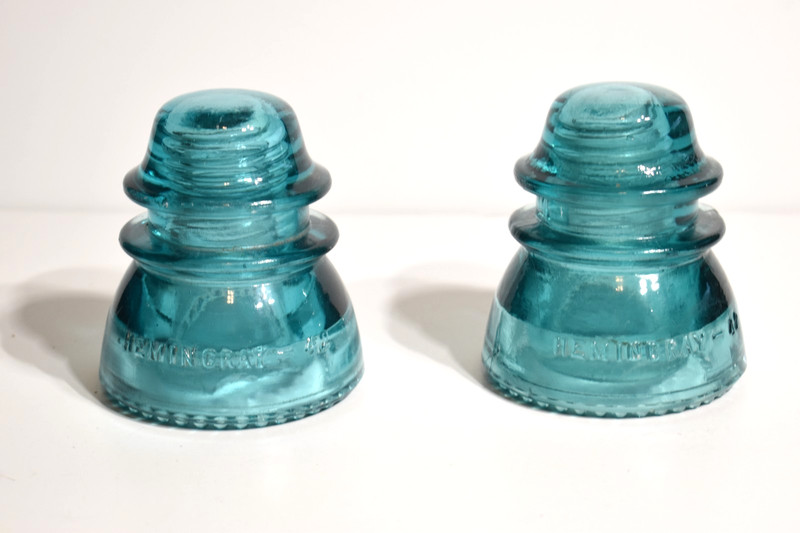 Glass Insulators HEMINGRAY Blue 42 Aqua Made In USA Vintage Glass Insulators