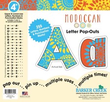 Barker Creek 255-Piece Moroccan Letter Pop-Outs, Multicolor 4  Letters, Numbe...