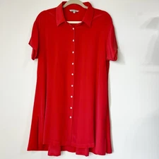 John Mark Silk Shirt Dress Pinky Red Button Up Women’s M