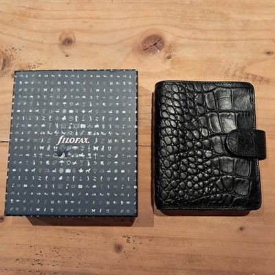 Filofax Classic Croc Pocket Italian Calf Leather Black Work Uni Orignal Box
