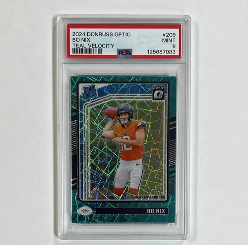2024  Optic Bo Nix Rated Rookie Teal Velocity Prizm #209 SSP CASE HIT PSA 9