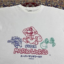 Vintage 90s Super Mario World Nintendo Promo Video Game Tee Japanese Release