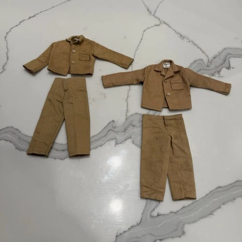 VTG GI Joe Tan Khaki Army Uniform Shirt Pants Hasbro Made In Hong Kong 2 Sets