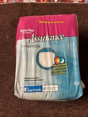 Assurance Women's/Men s Underwear Adult Diapers Super Plus Size Large 16 Count