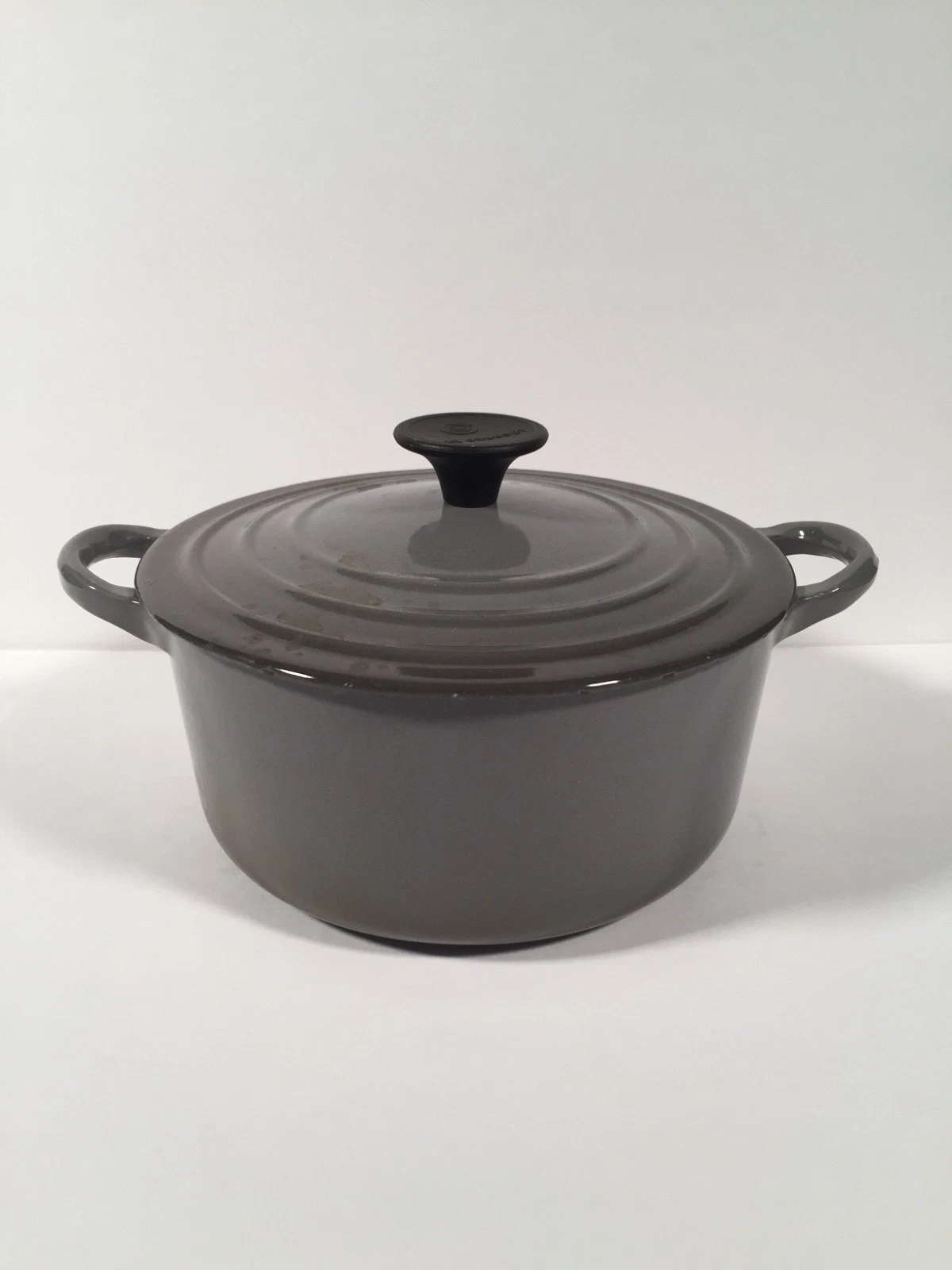 VTG Le Creuset B Dutch Oven Cast Iron Enamel 2 Qt Gray Grey - Edge Chips AS IS
