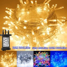 200-800LED Fairy Lights String Outdoor Indoor Christmas Tree UK Mains Plug in