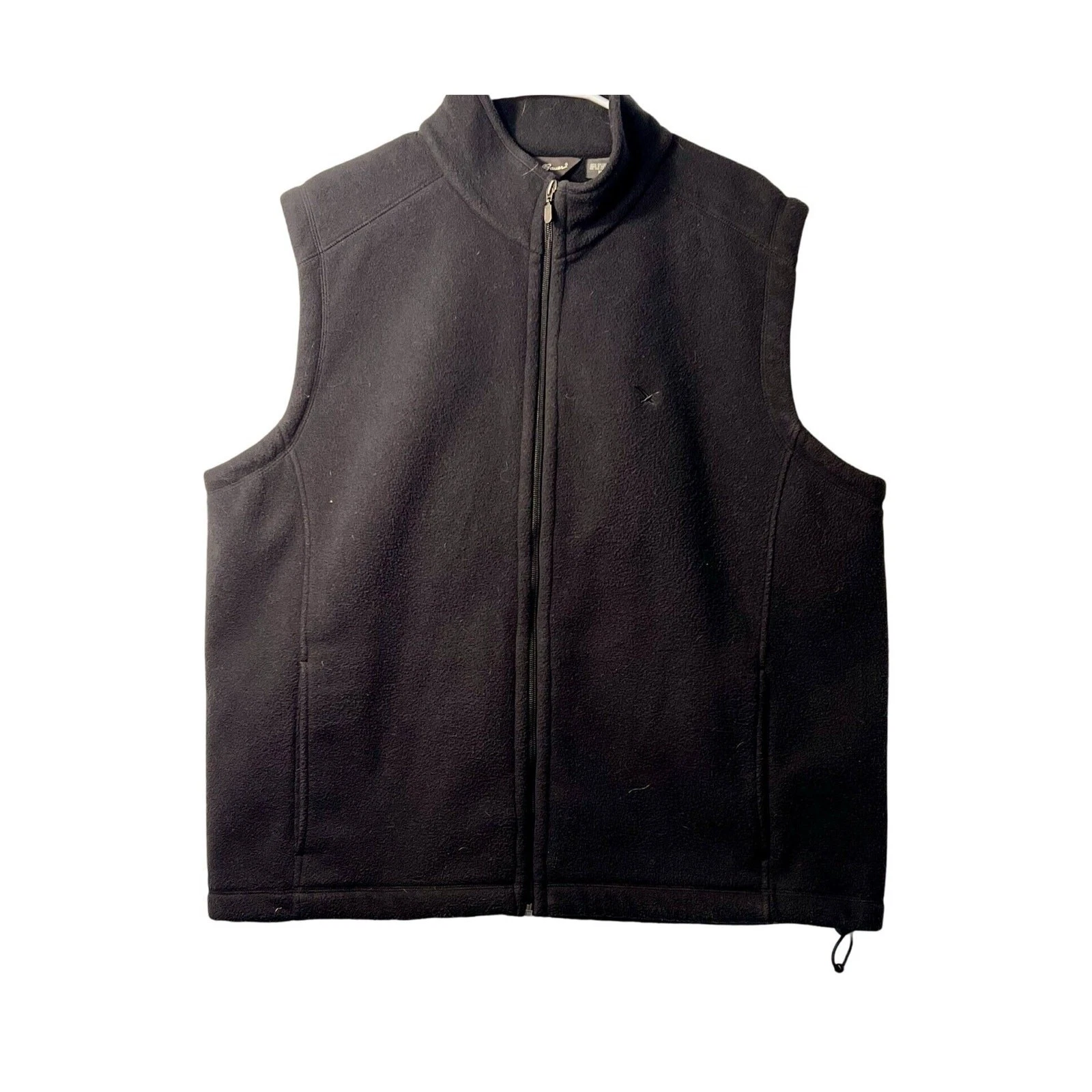 Eddie Bauer Vest Mens Size XL Black Fleece Full Front Zip Up Pockets Sleeveless