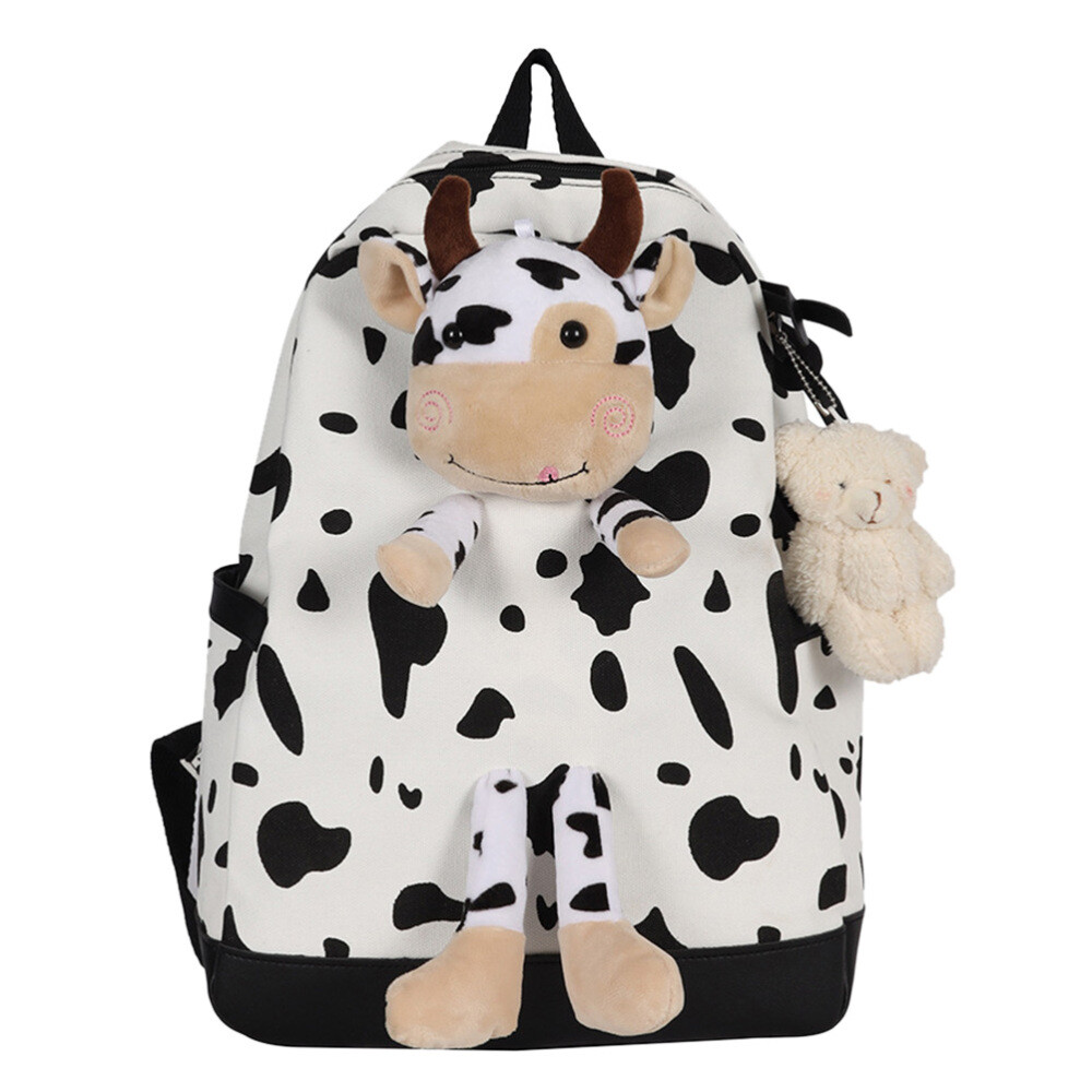 Cow Print Kids Travel Backpack Fashion Cartoon School Bag  -image