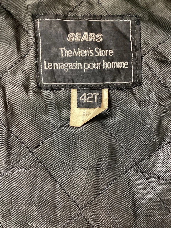 Vintage Sears Leather Biker Jacket Cafe Racer Jacket Made in Canada Size 42 - Image 3 of 4