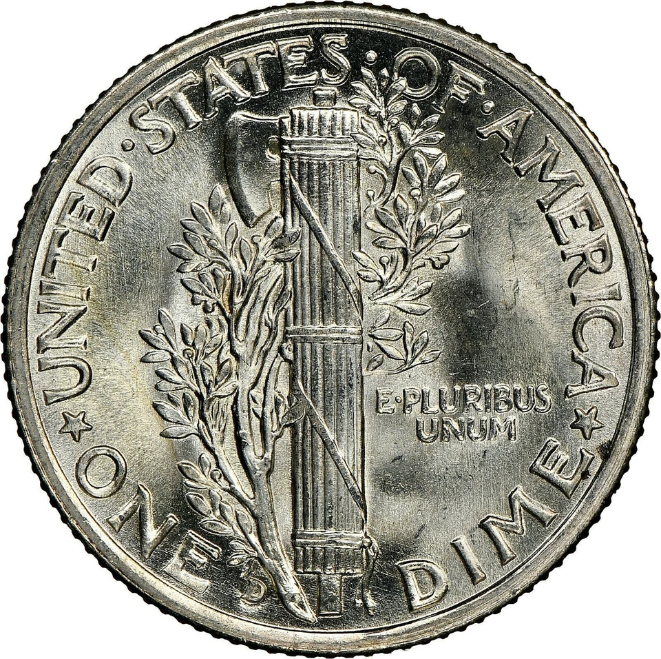 1937-D/D NGC MS66FB CAC Pop One TODOS os graus em NGC e PCGS! Moeda de dez centavos de mercúrio RPM-1 10C - Imagem 4 de 4