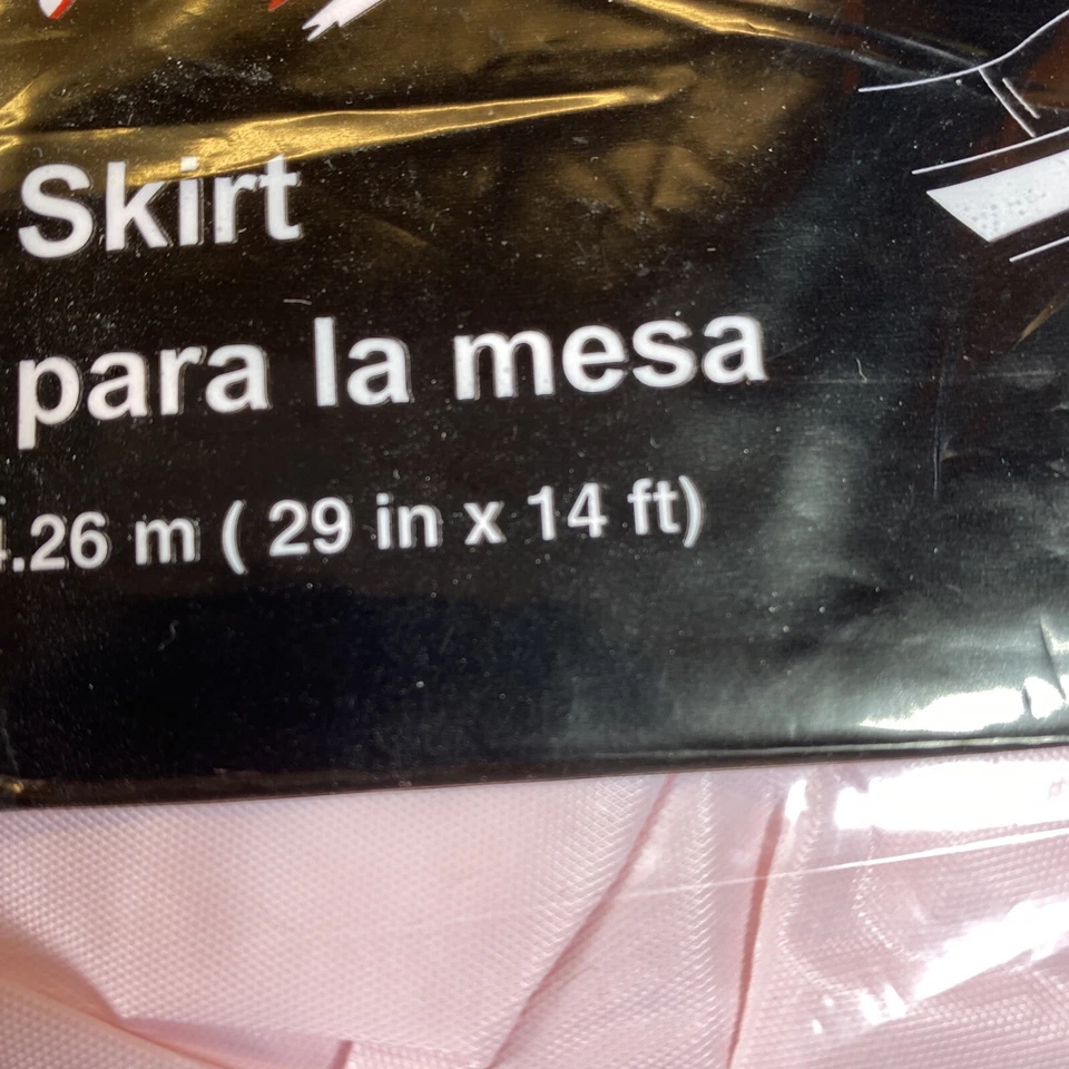 Pink Plastic Table Skirting 29" x 14 w/Easy Stick Tableware Party Decoraitons - Image 4 of 4