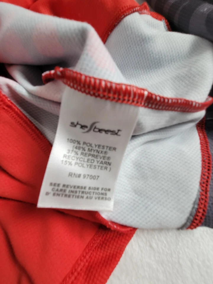 Camisa de ciclismo Shebeest roja manga larga para mujer grande media cremallera bolsillos exterior Foto 4 de 4