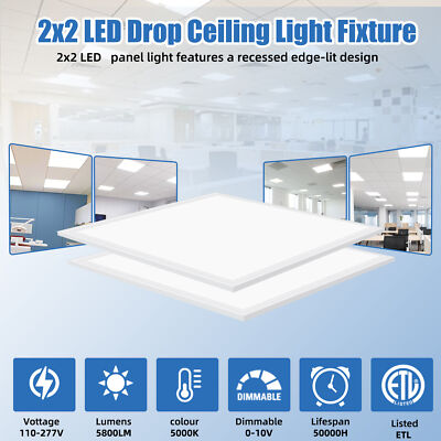 LED Panel Light 2x2Ft Drop Ceiling Flat Panel Recessed Troffer Fixture 45W 5000K