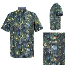 WEIV Men's Casual Jungle Floral Print Button Down Short Sleeve Shirts WS7014