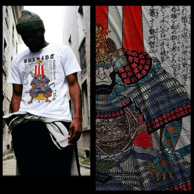 Samurai t-shirt Japanese warrior katana Bushido Japan Ronin Shogun XL white tee