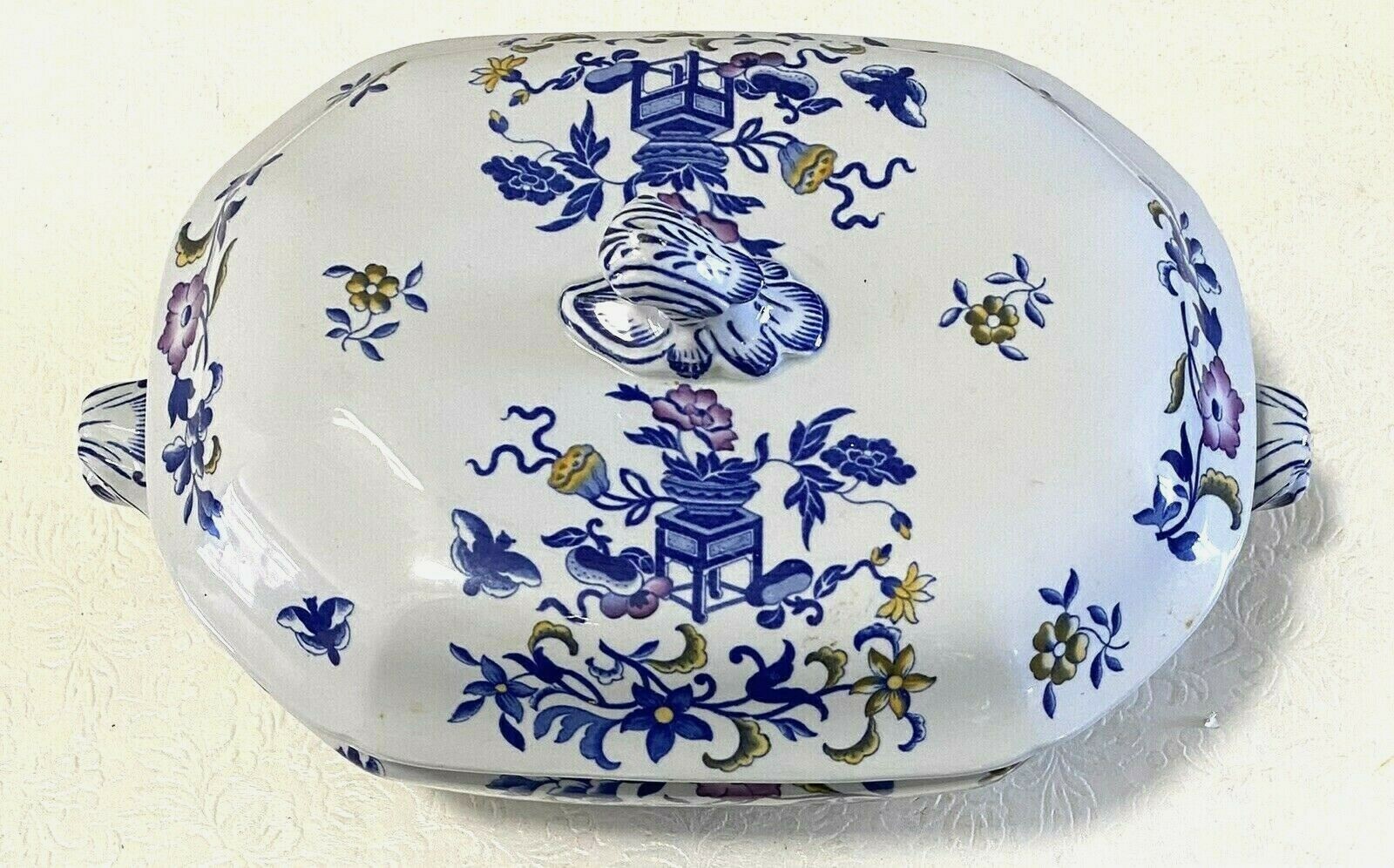 COPELAND SPODE ENGLAND NEW STONE BLUE BOWPOT Covered Soup Tureen with Lid