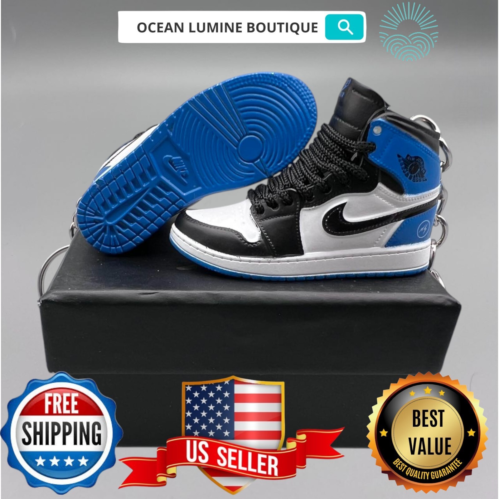 Air Jordan 3D Mini Sneaker Keychain, Basketball Sneaker Collectible, Box Options