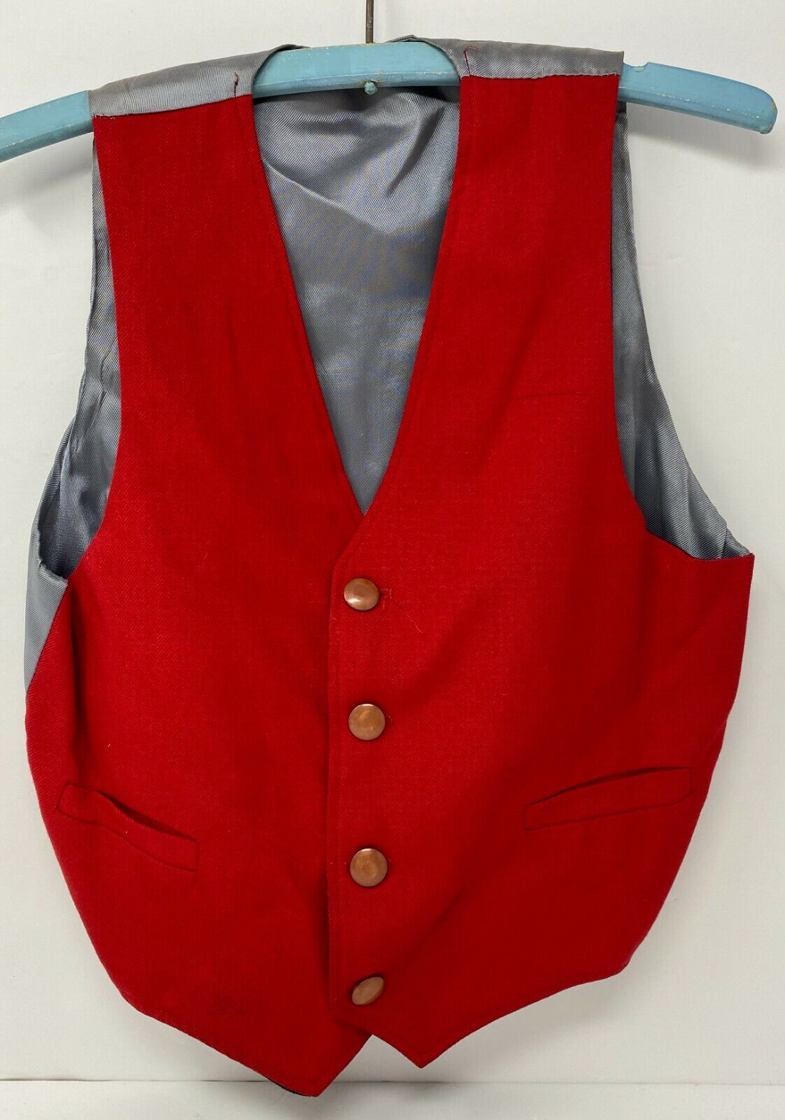 Vintage Boys Reversible Two Tones Vest Wool & Satin