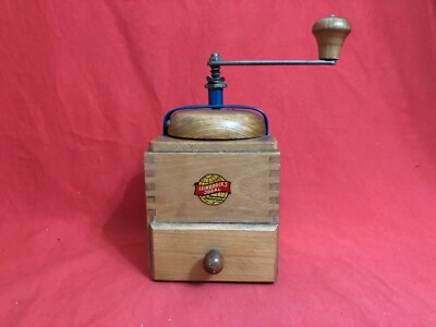 VINTAGE LEINBROCKS IDEAL GERMAN WOODEN COFFEE GRINDER MILL HAND WINDING