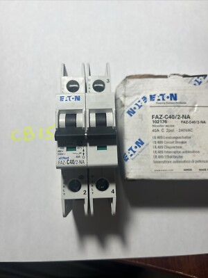 EATON FAZ-C40/2 CIRCUIT BREAKER 40A 2 POLE 240VAC NEW