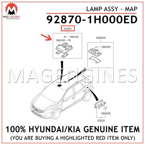 92870-1H000ED HYUNDAI / KIA GENUINE OEM LAMP ASSY-MAP 928701H000ED - Picture 3 of 3