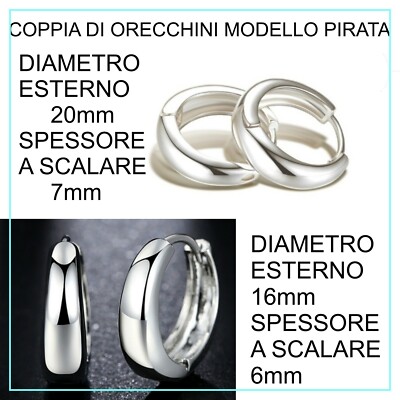 Ohrringe mit gewölbten Creolen Herren Damen Farbe Silber Modell Pirat Creolen