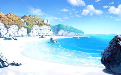 Anime coast drawing artwork clouds cyan bright outdoors Custom Gaming Mat Desk