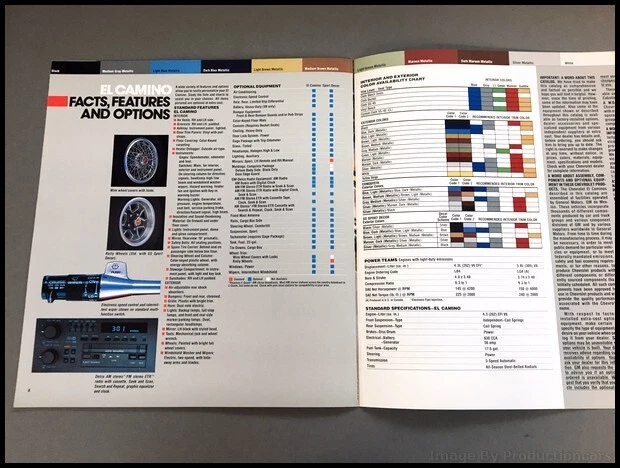 1987 Chevrolet El Camino and SS Original Car Sales Brochure Catalog - Изображение 4 из 4