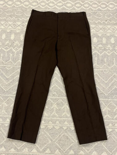 Pantalon robe jambe droite vintage marron vêtements téléphérique Robert Kirk pour hommes-G1 - Photo 1 sur 8