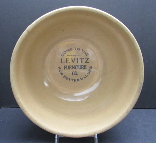 Yelloware Stoneware 8" Mixing Bowl Levitz Furniture Advertising Basket Pattern
