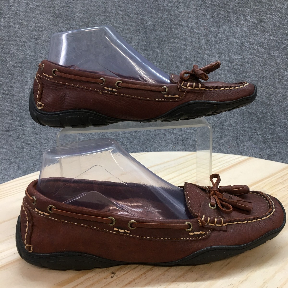 L.L. Bean Leather Slip On Loafers Men’s 8 Brown Moccasin Driving Shoes LL Bean Mens 9 Medium Brown Suede Shearling Lined Moccasin  main image 3