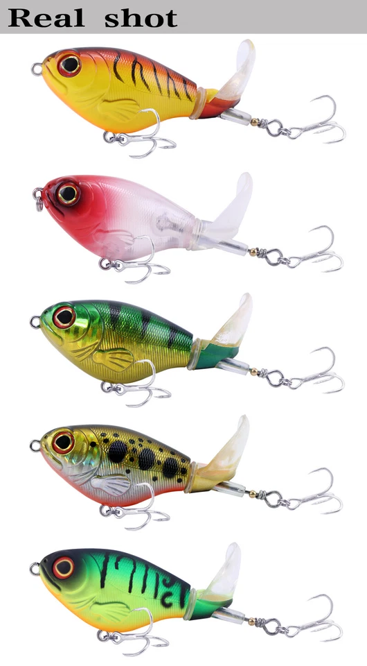 Whopper Plopper 75mm 17g Topwater Rotating Wobbler Crankbait - Lot of 5 colors - Image 2 of 4