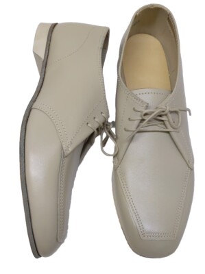 HYDE 7.5 Shoes Bowling Oxford Laces Bone Leather Vtg 60s Womens