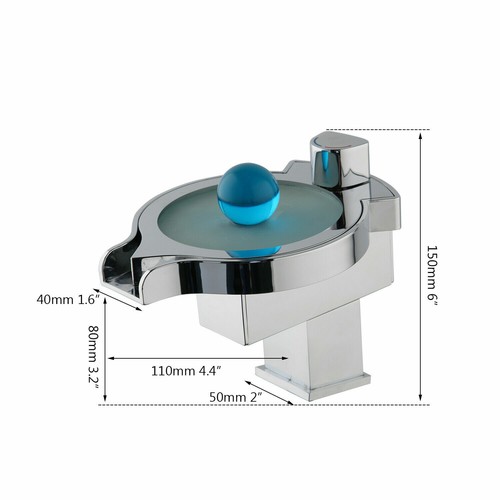 Chrome Glass Bathroom Glass Spout Basin Faucet LED 3 Color Spout Sink Mixer Tap - Picture 3 of 11