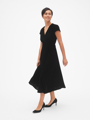 gap black wrap dress