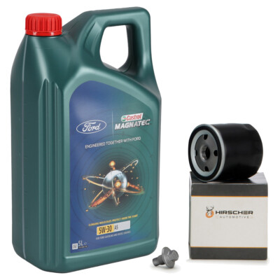 5L CASTROL 5W30 A5 + HIRSCHER Ölfilter für FORD FIESTA FOCUS MONDEO 1.25-1.6