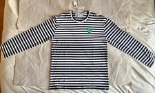 NWT COMME DES GAR ONS PLAY Men Cotton White/Blue Stripe LongSleeve Shirt Size XL