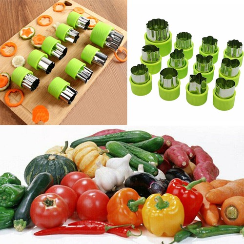 9/12Pcs Mini Stainless Steel Vegetable Cutter Peelers Mold Set Food Cookie Fruit - Picture 2 of 11