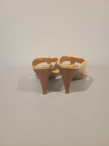 Cole Haan Thong Kitten Heel Leather Sandal Brown Size 8B - Picture 4 of 6