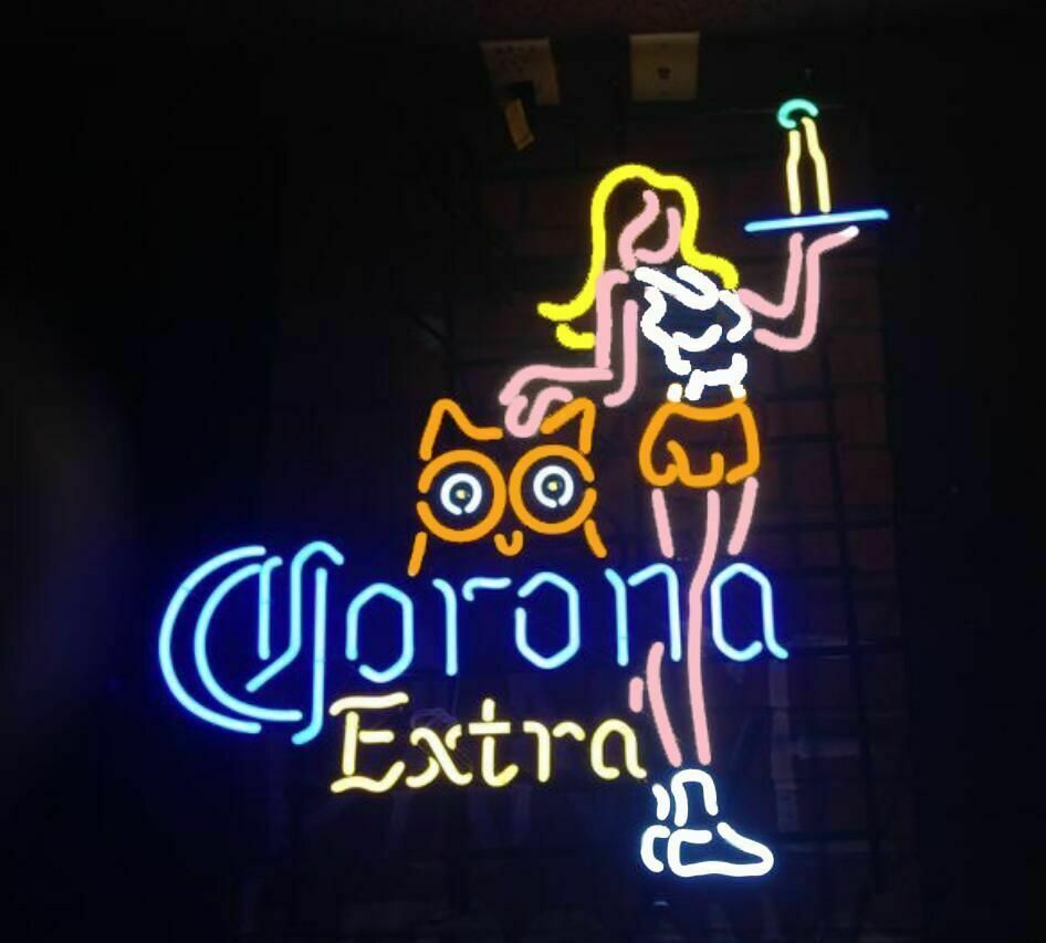 Corona Extra Beer Cocktail Waitress Hooters 20"x16" Neon Sign Light Lamp Bar Pub