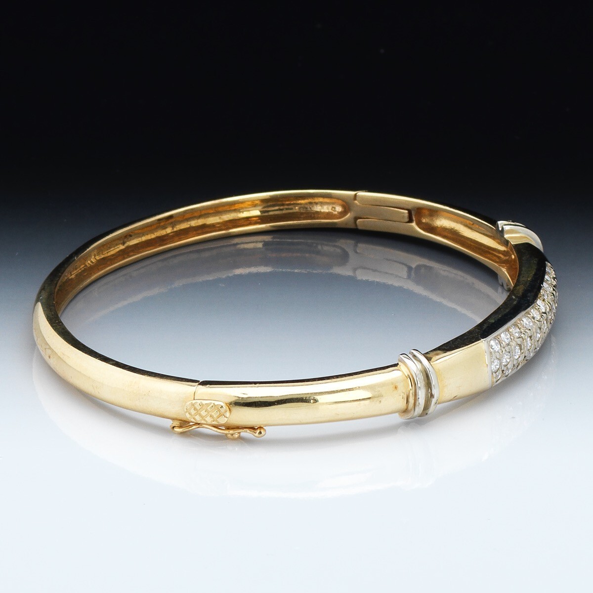 14K Hinged Diamond Bangle Bracelet - image 6