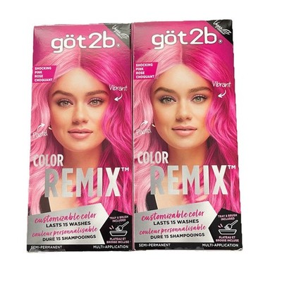 2 pack Got2B Semi Permanent Hair Color Shocking Pink Rose Remix Vibrant/Pastel