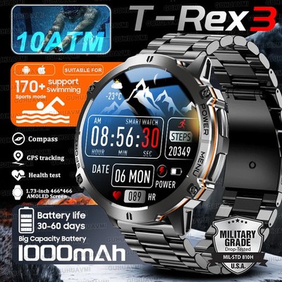 2025 New 1000mAh Battery Sports SmartWatch 1.73'' AMOLED Screen 10ATM Waterproof 