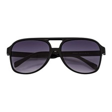 BRASCO - Classic Plastic Teardrop Aviator Black Sunglasses Lavender Fade Lens
