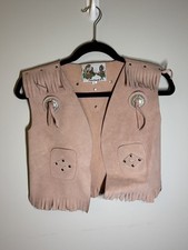 Vintage Kid's Cowgirl Suede Leather Vest By Pony Ranch Size Large Pink Used