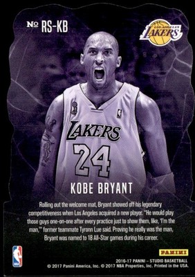 2016-17 Panini Studio #RS-KB Kobe Bryant Rock Solid Case Hit SSP