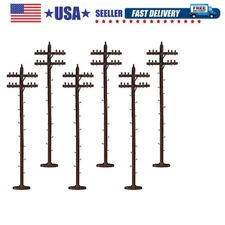 6-Pack of Brown O Gauge Model Train Telephone Poles for Detailed Layouts