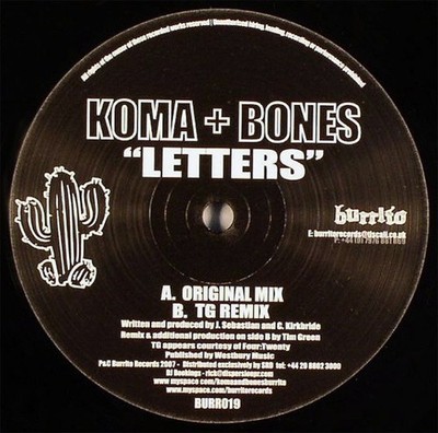 Koma & Bones - Letters (12'' VINYL) - BREAKS / USED *VERY GOOD+*