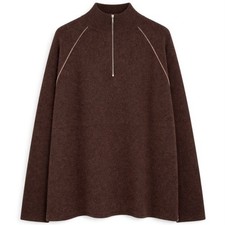 Brookmore Sweater Mens 2XL 100% Cashmere 1/4 Zip Brown Preppy Luxury Pullover